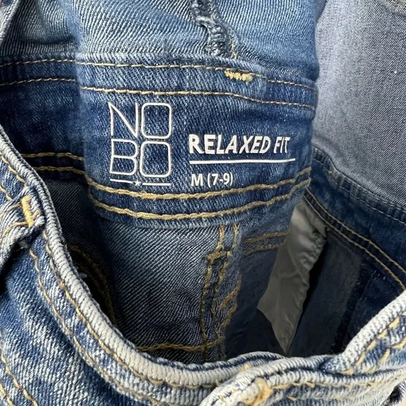 No Boundaries Denim Shortalls Cuffed Overalls Relax Fit - Picture 11 of 12